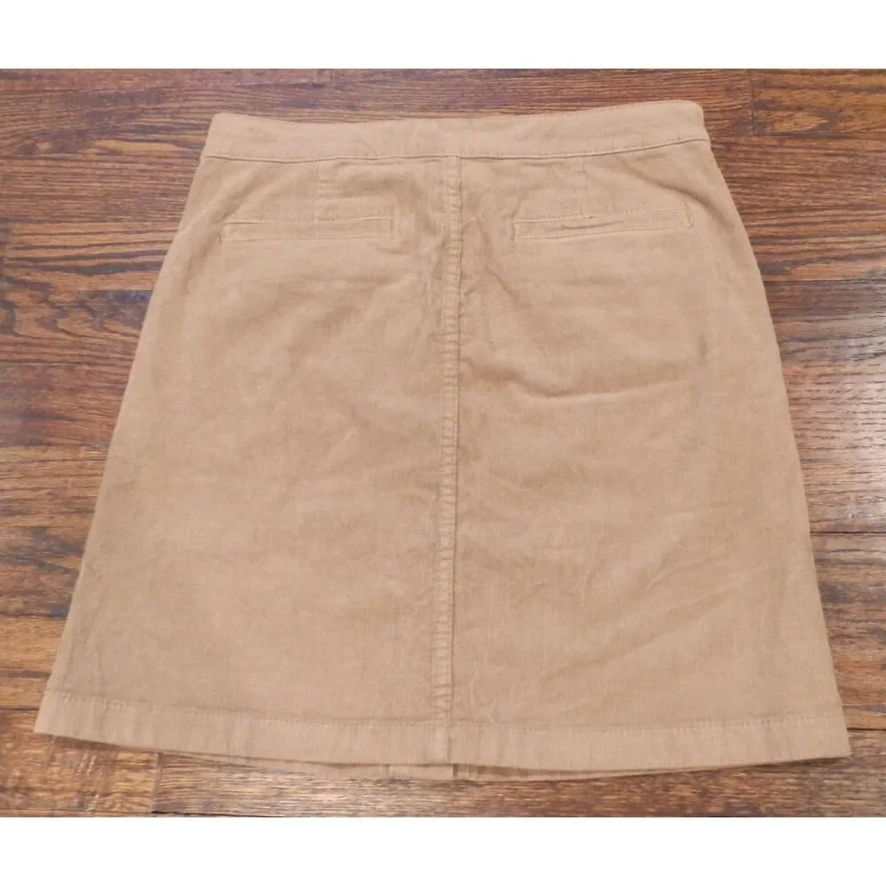 Tory Burch Lucitano Skirt Beach Wood Brown Tan Corduroy Women's Size 0 NWT